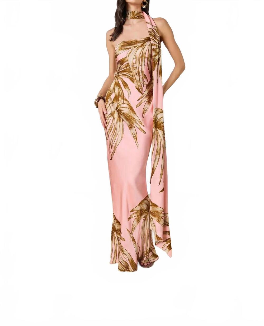 NEW ROCOCO SAND fawn strapless maxi dress in pink